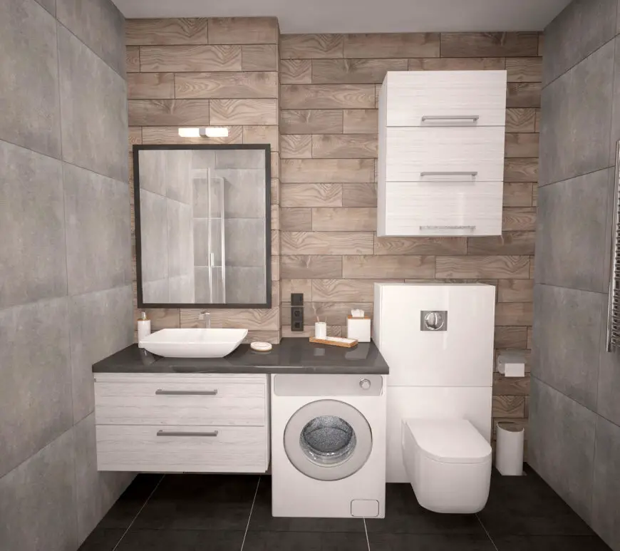 washing machine inside bathroom